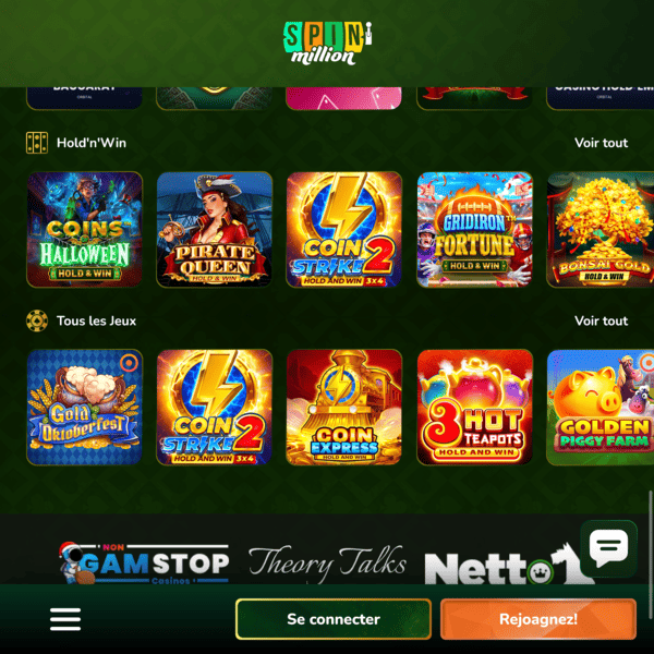 Spin Million Casino — Hold'n'Win e Tutti i Giochi